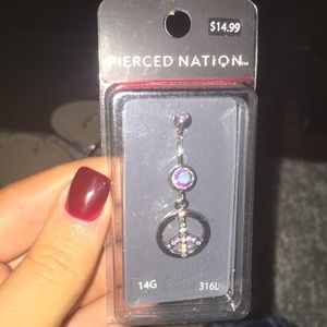 Peace sign bellybutton ring